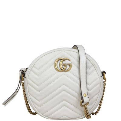 Gucci GG Marmont Round Chain Shoulder Bag Front with Strap