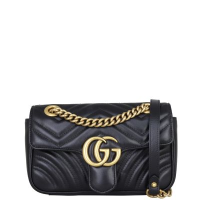 Gucci GG Marmont Matelasse Mini Shoulder Bag Front with Strap