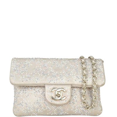 Chanel CC Beaded Mini Flap Bag Front with Strap