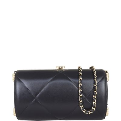 Chanel Chain Evening Bag (black) Front with Strap