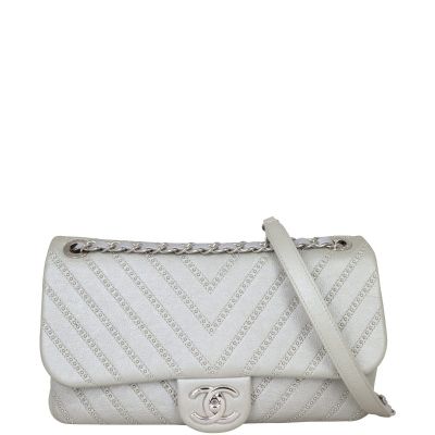 Chanel Stud Wars Chevron Flap Bag Front with Strap