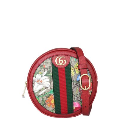 Gucci Flora GG Supreme Ophidia Round Backpack Mini Front with Strap