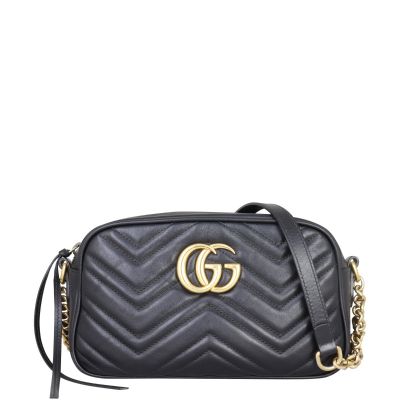Gucci GG Marmont Small Camera Bag Front with strap