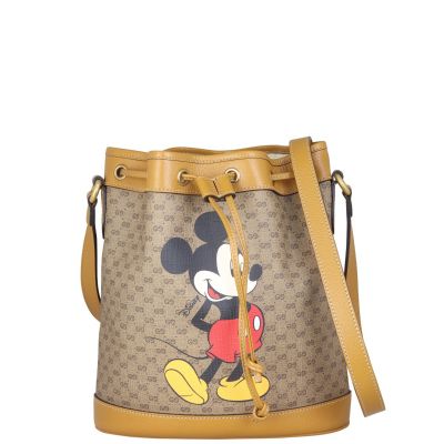 Gucci x Disney Mini GG Supreme Bucket Bag Front with Strap