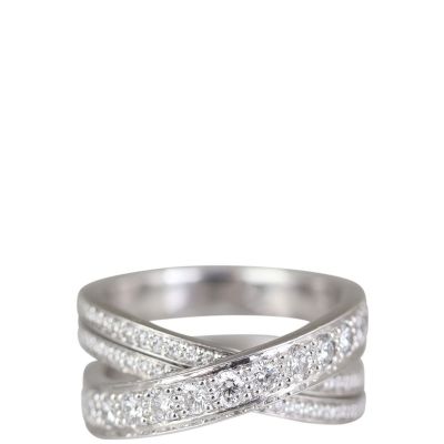 Cartier Trinity 18k White Gold Diamond Ring Front