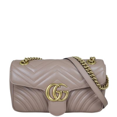 Gucci GG Marmont Matelasse Small Shoulder Bag Front with Strap