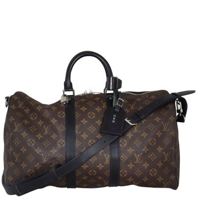 Louis Vuitton Keepall 45 Bandouliere Monogram Macassar (hot stamping) Front With Strap