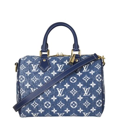 Louis Vuitton Speedy 25 Bandouliere Monogram Denim Front With Strap