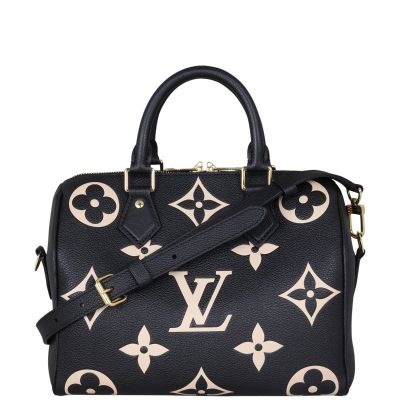 Louis Vuitton Speedy 25 Bandouliere Monogram Empreinte Giant Bicolour Front With Strap