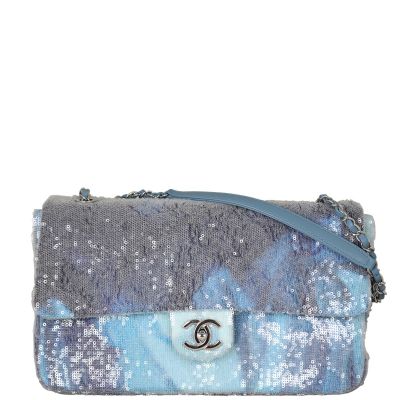 Chanel Classic Single Flap Medium Sequin Waterfalls Front With Strap