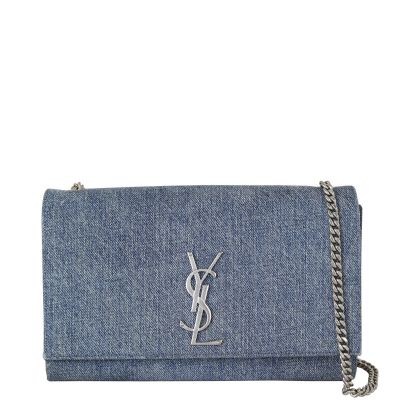 Saint Laurent Kate Chain Bag Medium Denim Front with Strap
