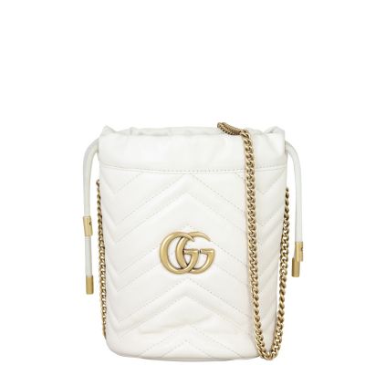 Gucci GG Marmont Mini Bucket Bag Front With Chain