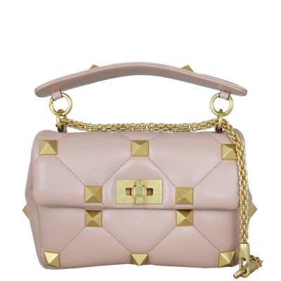 Valentino Roman Stud Shoulder Bag Medium Front With Chain
