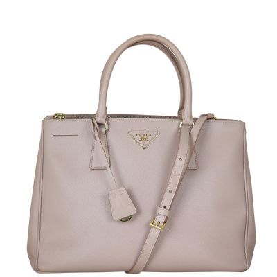 Prada Saffiano Lux Galleria Double Zip Tote Medium Front With Strap