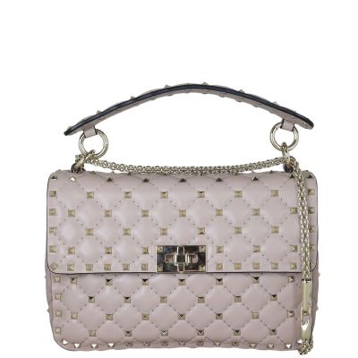 Valentino Rockstud Spike Medium Shoulder Bag Front With Chain