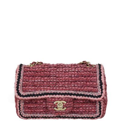 Chanel Tweed Braid Flap Bag Mini Rectangular Front