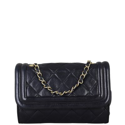 Chanel Vintage Quilted Flap Bag Front With Chain