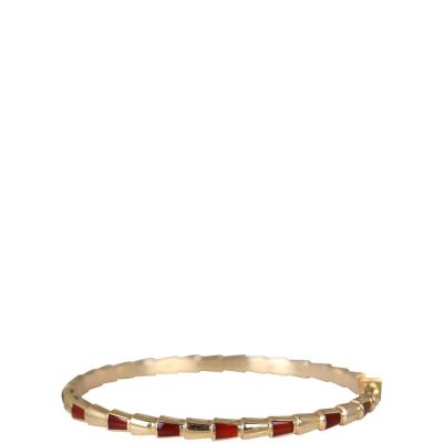 Bvlgari Serpenti Viper 18k Rose Gold Carnelian Bracelet 