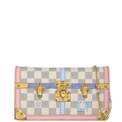 Louis Vuitton Summer Trunks Weekend Pochette Damier Azur Front With Chain