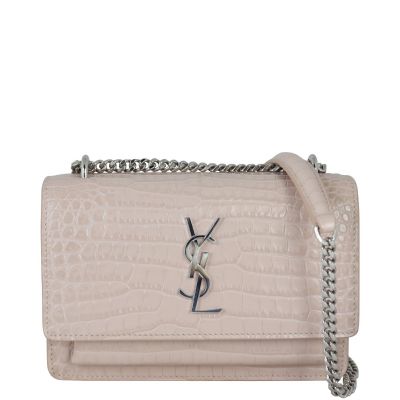 Saint Laurent Sunset Mini Croc-Embossed Front With Chain
