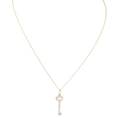 Tiffany & Co Oval Key Diamond 18k Yellow Gold Pendant Necklace