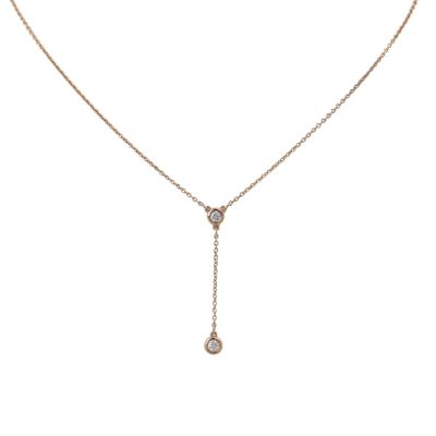 Tiffany & Co Elsa Peretti Diamonds by the Yard 18k Rose Gold Diamond Drop Necklace