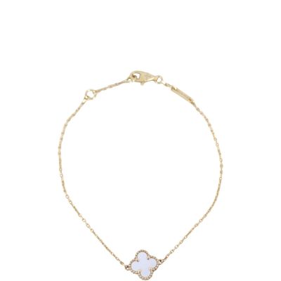 Van Cleef & Arpels Sweet Alhambra 1 Motif Mother of Pearl 18 Yellow Gold Bracelet