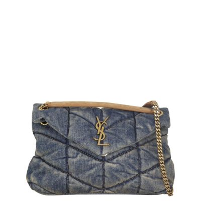 Saint Laurent Loulou Puffer Small Denim