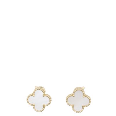 Van Cleef & Arpels Vintage Alhambra Mother of Pearl 18k Yellow Gold Earrings