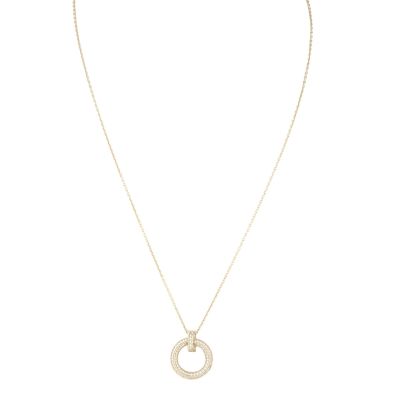 Tiffany & Co T1 Narrow Circle Diamond 18k Yellow Gold Pendant Necklace