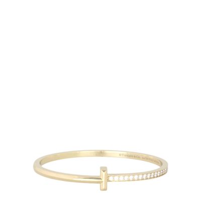 Tiffany & Co T1 Narrow Hinged Diamond 18k Yellow Gold Bracelet