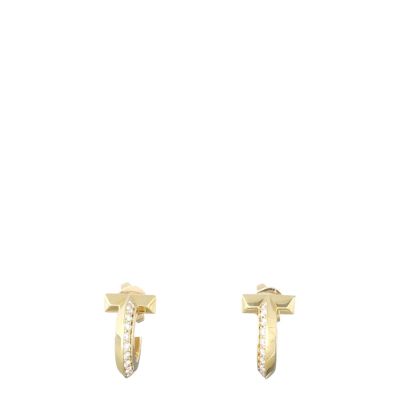Tiffany & Co T1 Diamond 18k Yellow Gold Hoop Earrings