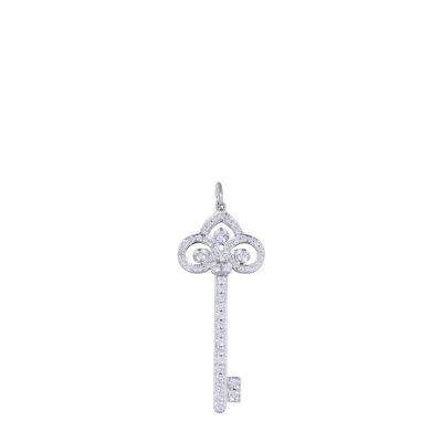 Tiffany & Co Fleur de Lis Platinum Diamond Key Pendant