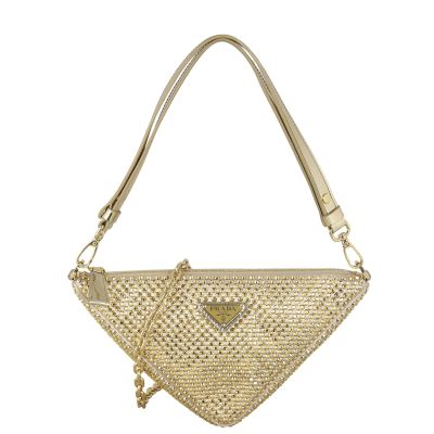 Prada Triangle Satin Crystal Shoulder Bag