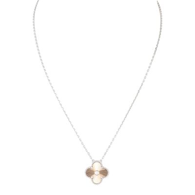 Van Cleef & Arpels Vintage Alhambra Holiday Pendant 2024 Diamond 18k White and Rose Gold Necklace