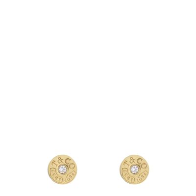 Tiffany & Co 1837 Circle Diamond 18k Yellow Gold Stud Earrings