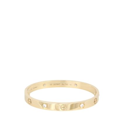 Cartier Love 18k Yellow Gold 4 Diamond Bracelet