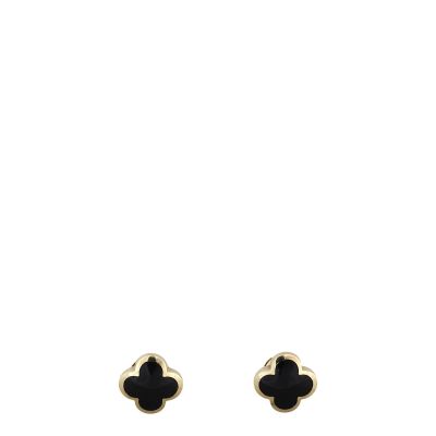 Van Cleef & Arpels Pure Alhambra Onyx 18k Yellow Gold Stud Earrings