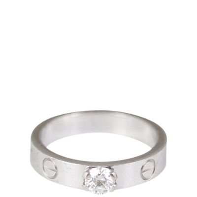 Cartier Love Diamond Solitaire 18k Gold Ring Front
