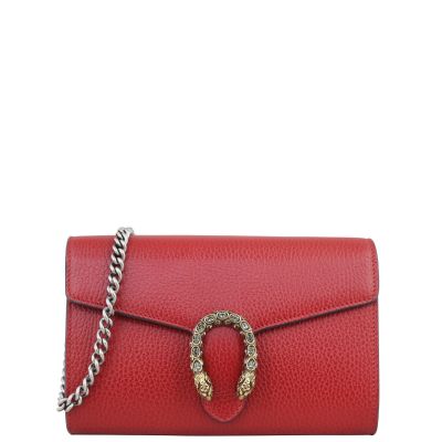 Gucci Dionysus Mini Leather Chain Wallet Front with Strap