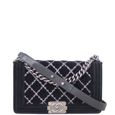 Chanel Boy Old Medium Velvet front strap