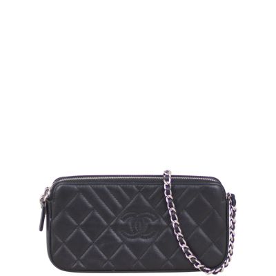 Chanel CC Double Zip Clutch with Chain Front