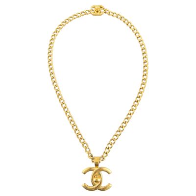 Chanel Vintage CC Turn-Lock Pendant Necklace Full
