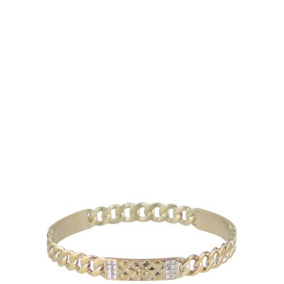 Chanel CC Crystal Textured Chain Link Bangle Front