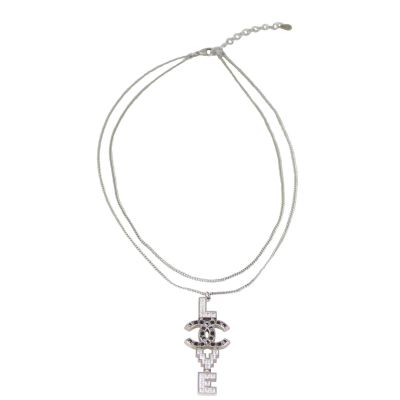 Chanel Crystal Love CC Pendant Necklace Front