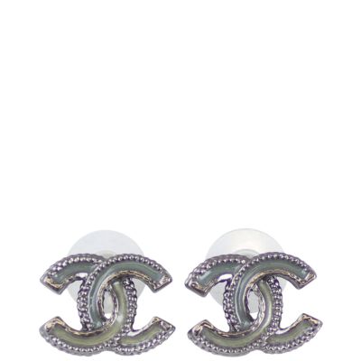 Chanel Resin CC Stud Earrings Front