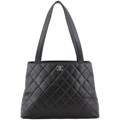 Chanel Vintage CC Quilted Shopper Tote Front