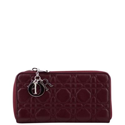 Lady Dior Voyager Cannage Wallet Front