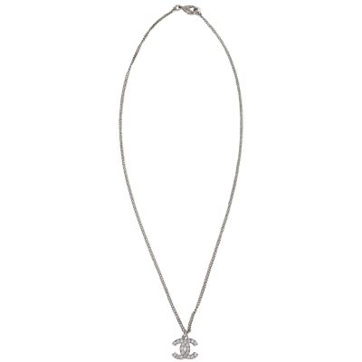 Chanel Crystal CC Pendant Necklace Overall