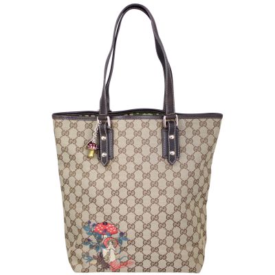 Gucci GG Canvas Embroidered Mushroom Vertical Tote Front